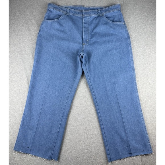 Wrangler Other - Wrangler Mens 40x29 Regular Fit Blue Denim Jeans Cut Off Raw Hem Made in USA